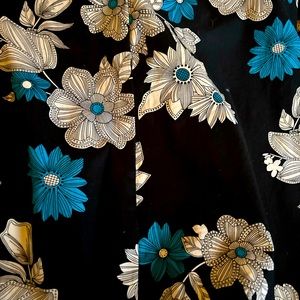 MIKK Couture A-Line Black & Electric Blue Floral Print Skirt